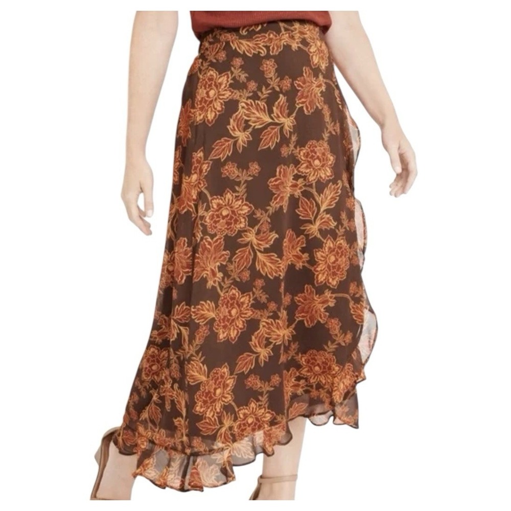 Maurices Maxi Skirt Womens Size XL Floral Fall Long Pull On Elastic Waist Lined